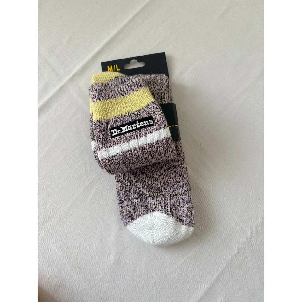 Dr Martens Socks‎ Medium Large Purple Yellow White Stripe Crew Socks New